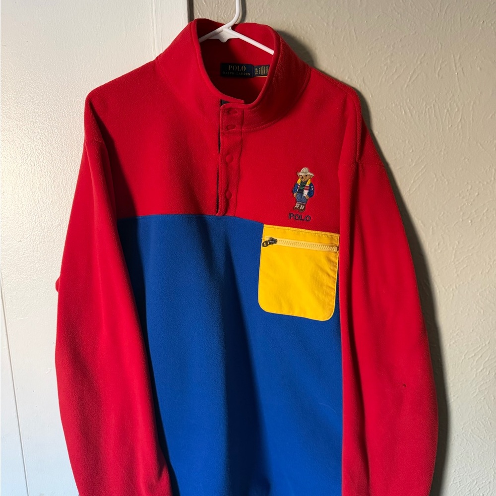 Ralph Lauren Colorblock Zip-Up Sweater - Red, Blue, Yellow